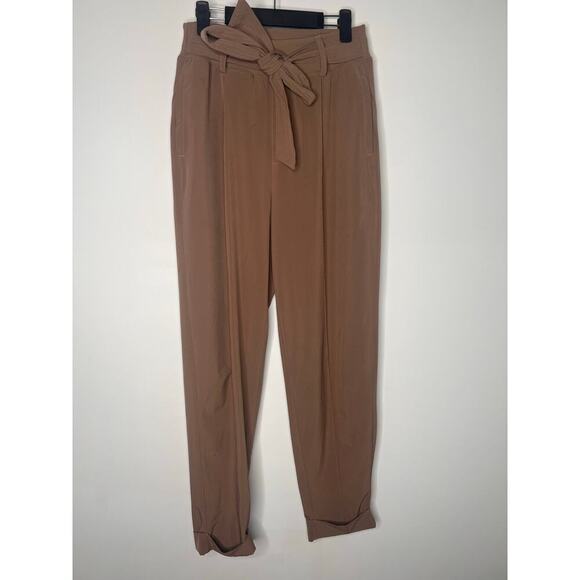 Athleta Cardiff Pant Rustic Beige Waist Tie Straight Leg Women's Size 10T - Picture 3 of 11